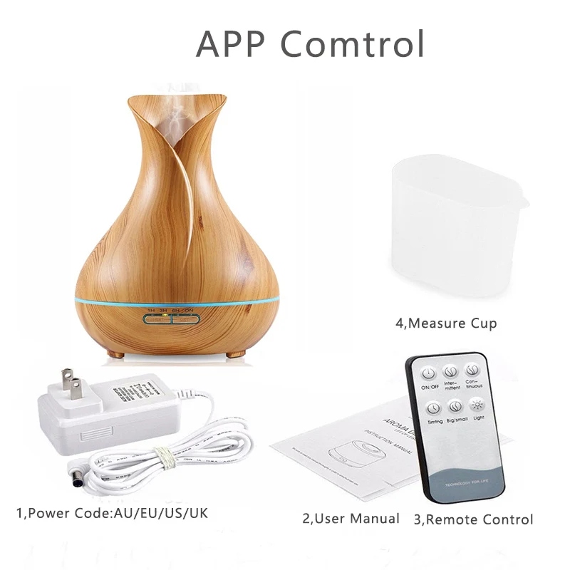 APP Light Wood Grain 550 мл Арома эфирные масла диффузор с управлением приложения ультратонный увлажнитель воздуха диффузор дял ароматерапии 7 цветов светодиодный светильник для дома - Цвет: APP Light Wood Grain