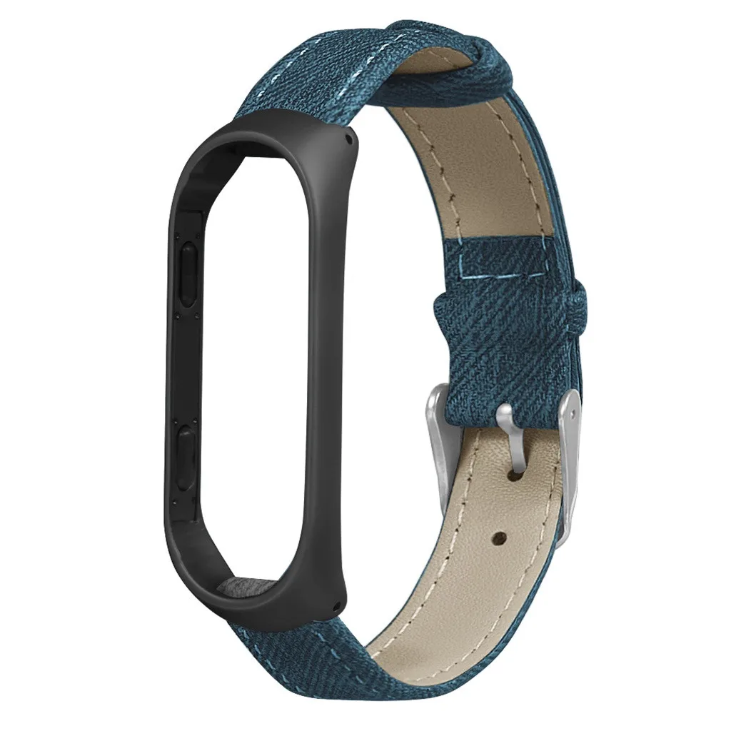 Ремешок на запястье для Xiaomi Mi Band 4 джинсовый металлический каркас Смарт часы