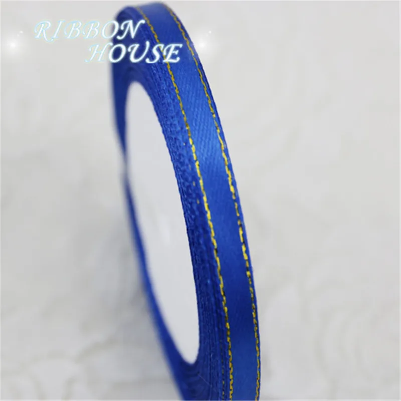 Золотой край 1/4 ''(6 мм) 25 ярдов/рулон симпатичный сатиновый лента для рукоделия и шитья Рождественская Свадебная вечеринка подарочная упаковка ручной работы