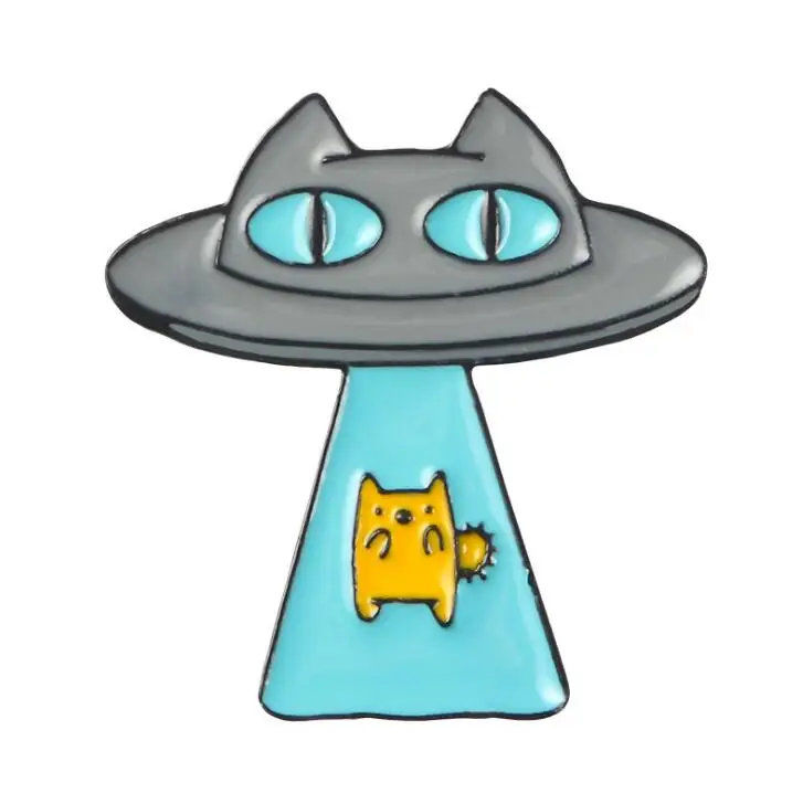 НЛО мультфильм НЛО инопланетянин авокадо Пицца Кошка Брошь космический корабль кошка Пицца Кошка фрукты еда животное брошь Детская Веселая сумка Подвеска ювелирное изделие - Окраска металла: XZ113-1