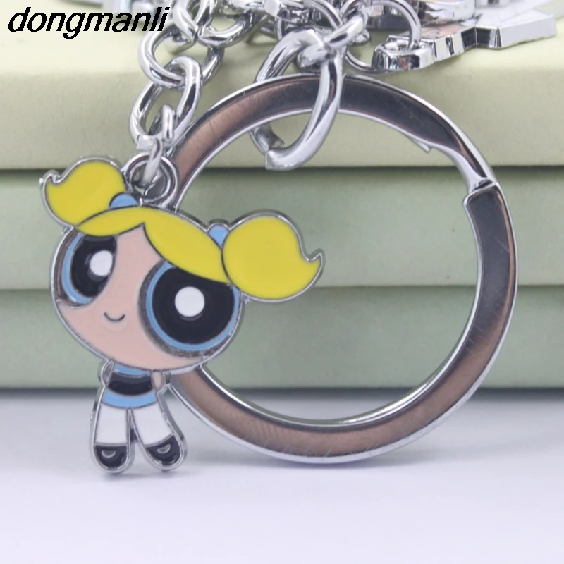 P1339 Dongmanli аниме The Powerpuff девушки фигурки брелока цветок проф utanium брелок круглый мультфильм детские брелки