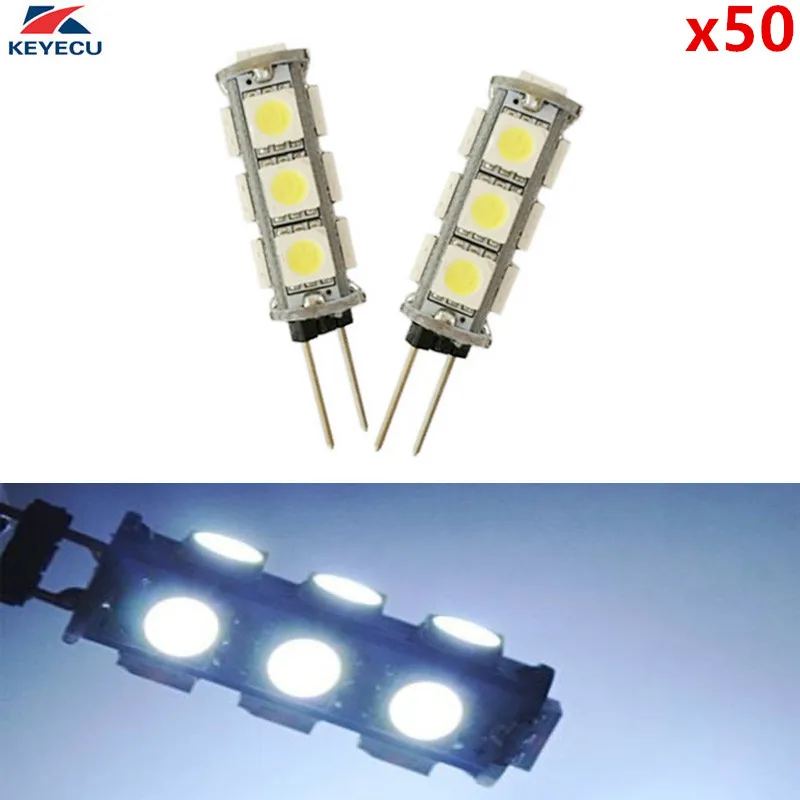 KEYECU 50X дневные ходовые огни 12V Белый G4 13SMD 5050 светодиодный двухконтактный RV