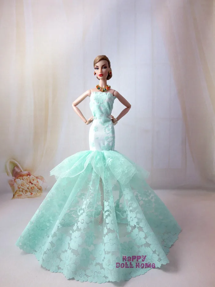 High Quality Fishtail Skirt Limited Collection Light Green Color Wedding Party Gown Clothes For Barbie Doll Accessories Gift Toy | Игрушки и