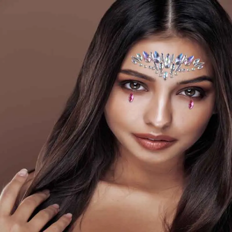 6 шт. наклейки для лица с блестящими стразами и кристаллами временные татуировки