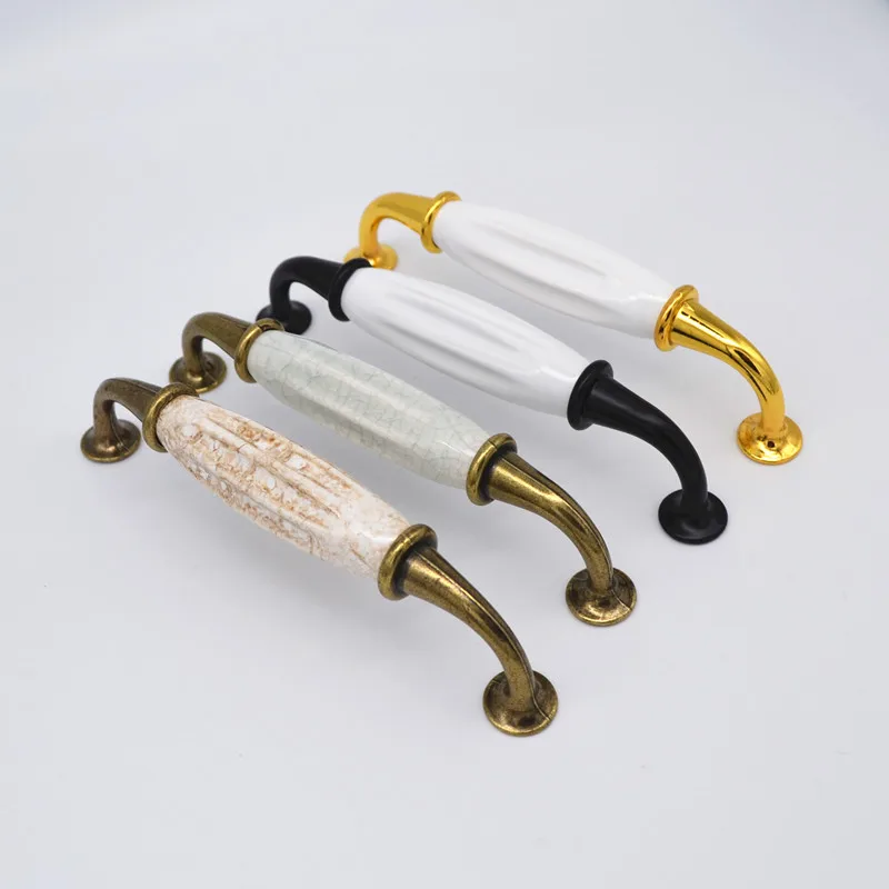 Белая керамическая мебель ручки ящика Тянет Шкаф Ручка кухонный шкаф ручки Золото