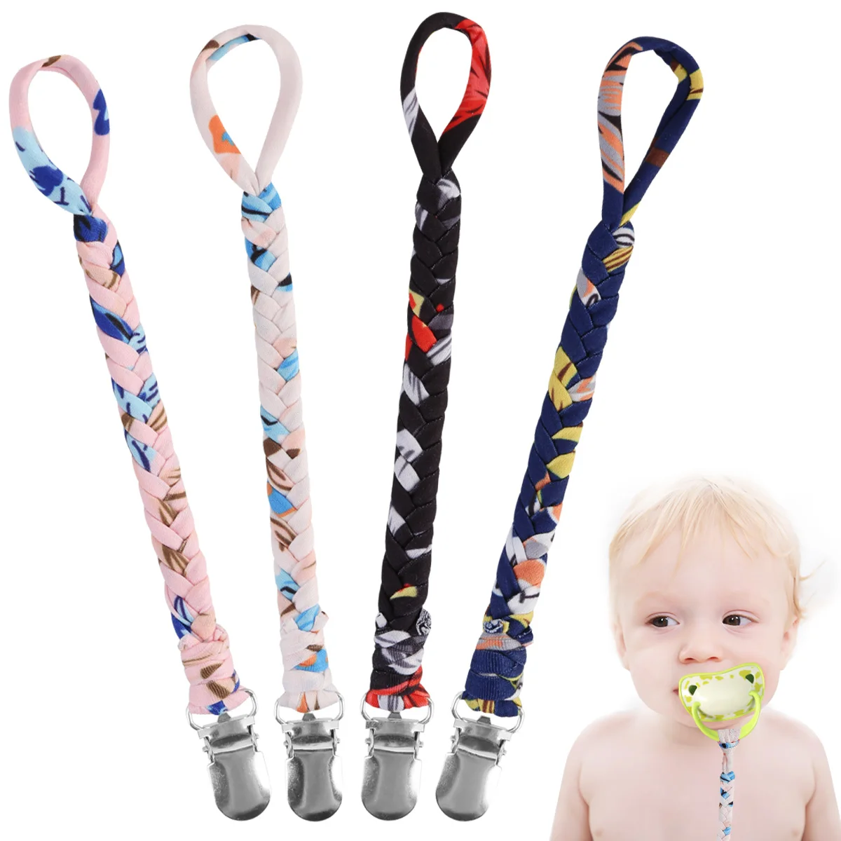 4PC New Baby Pacifier Clip Chain Dummy Nipple Holder For Nipples Children Clips Teether Anti-drop Rope | Мать и ребенок