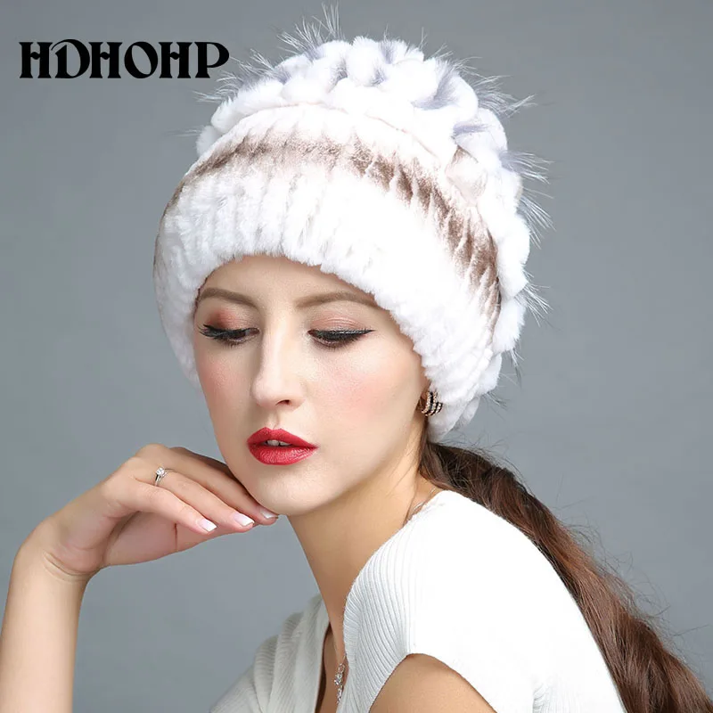 HDHOHR 2017 новая зимняя теплая женская шапка из натурального меха настоящий мех