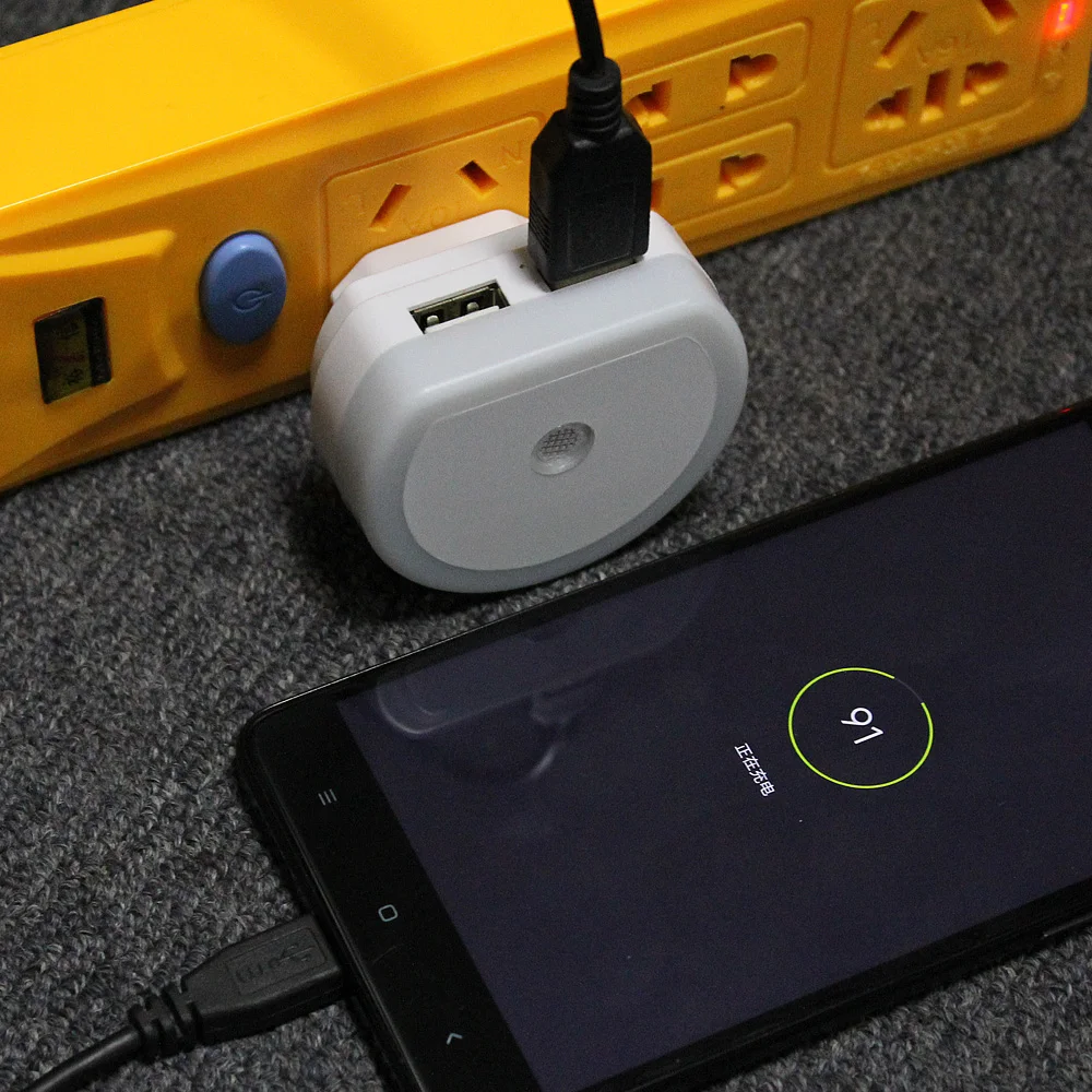 Новинка Светодиодный Светильник-ночник с 2 usb-портами для зарядки мобильного телефона, светильник с датчиком, атмосферная лампа 220 В для спальни, гостиной