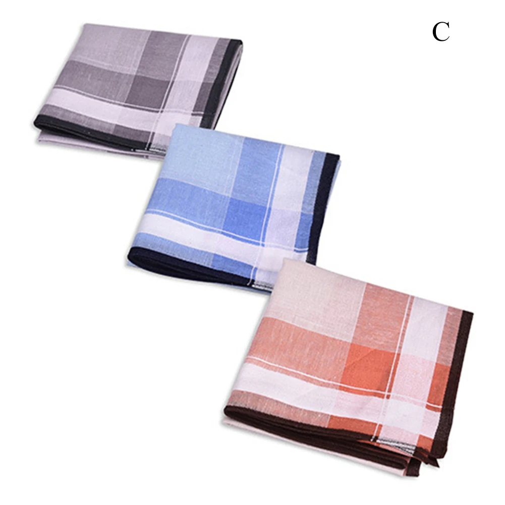 3 шт. мужские карманные платки в клетку 100% хлопок | Аксессуары для одежды