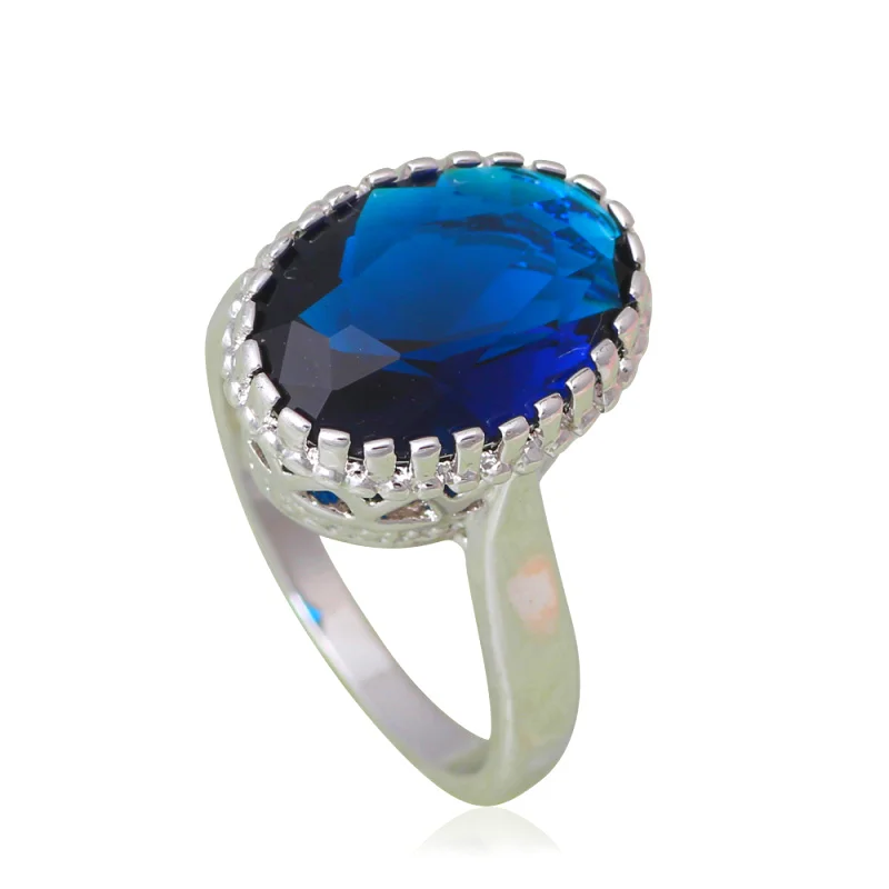 Ayowei Blue Saphire Модные Ювелирные наборы для женщин Серебряные серьги CZ ожерелье