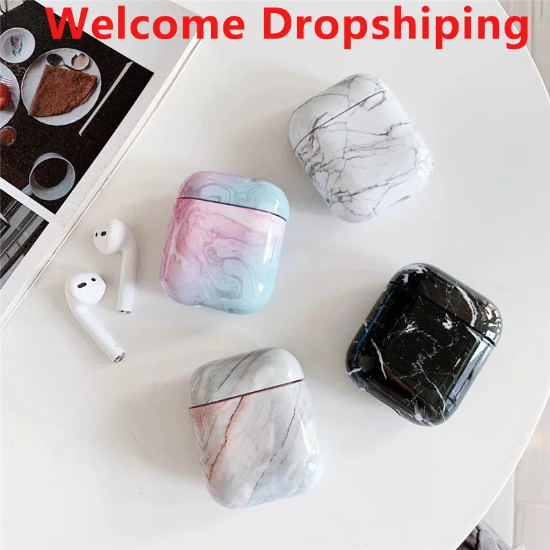 Мраморный чехол для Apple Airpods симпатичный пластиковый 1:1 роскошные аксессуары