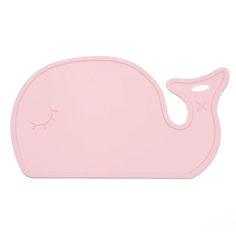 whale pink Мультяшные Водонепроницаемые силиконовые подставки под столовые приборы для малышей качественные детские столовые приборы из силикагеля большой размер BPA бесплатно - Цвет: whale pink