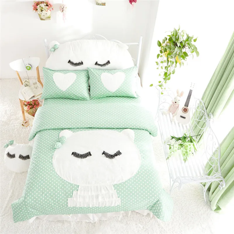 Комплект постельного белья в горошек 5 шт. хлопок|bedding set cotton|coverlet bedding setsbed linen |