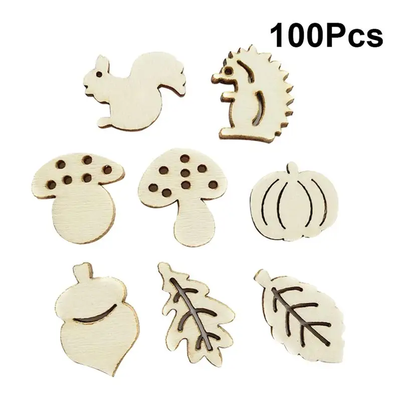 100 шт. креативные милые деревянные кусочки грибов диски Висячие орнаменты