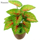 1 букет18 листьев, искусственные шелковые тропические листья для Гавайских Луау украшения для вечеринки, аксессуары для веток Fske дерево бонсай растение