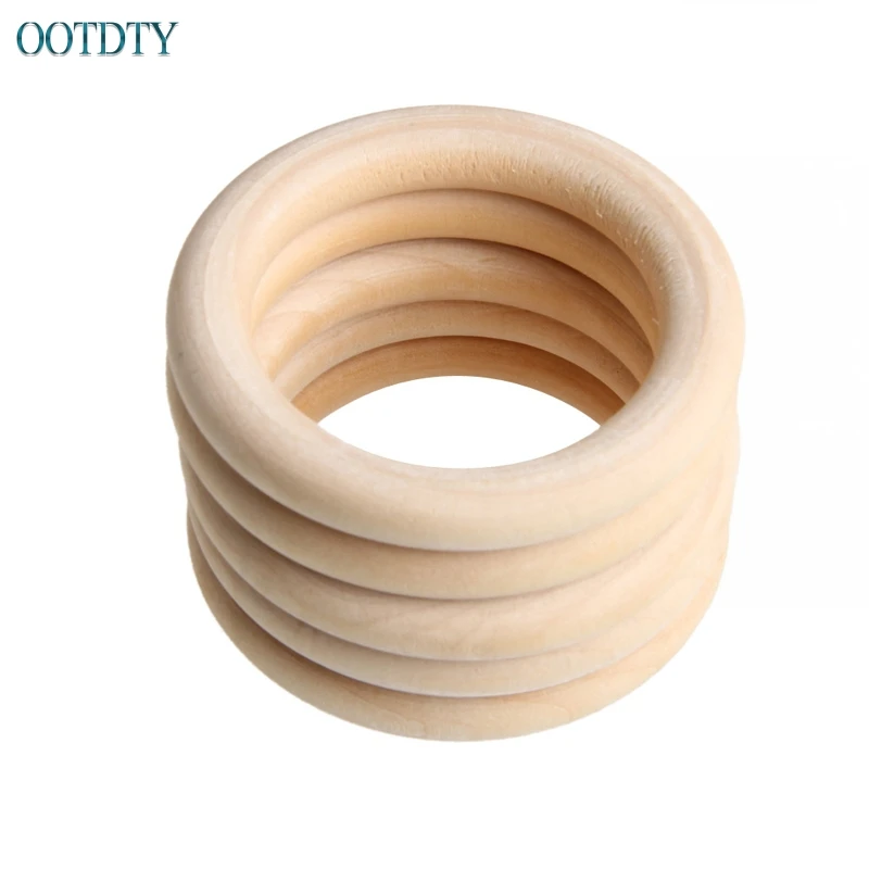 

Hot Selling New 5pcs 70mm Baby Wooden Teething Rings Necklace Bracelet DIY Crafts Natural #330