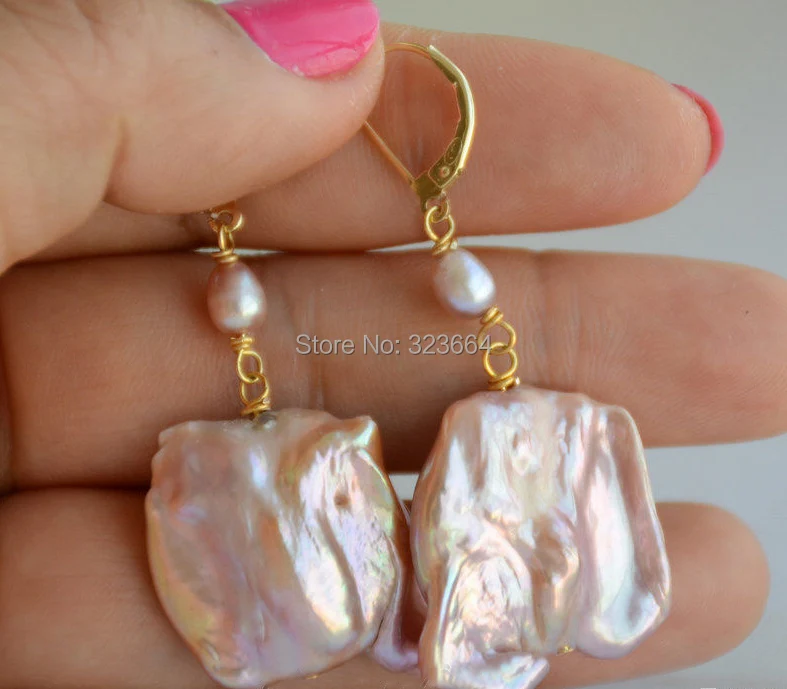 Висячие серьги с жемчугом реборн Кеши, 22 мм