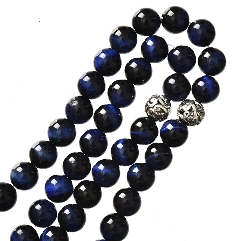 Сверкающие круглые синие 8 мм тигровые глаза для мужчин браслеты браслет 16 дюймов