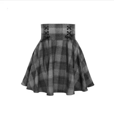 Skirt Женские комплекты бархатная Толстовка с вышивкой в готическом стиле, высокая талия, на шнуровке, клетчатая мини-юбка, Панк юбка для девочек и пуловеры, топы - Цвет: Skirt