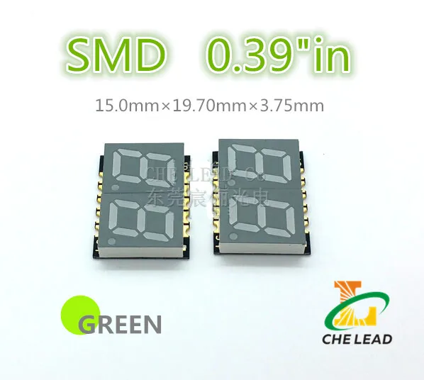 Зеленый 0 39 дюйма 7-сегментный SMD светодиодный дисплей 2-битный smd цифровой