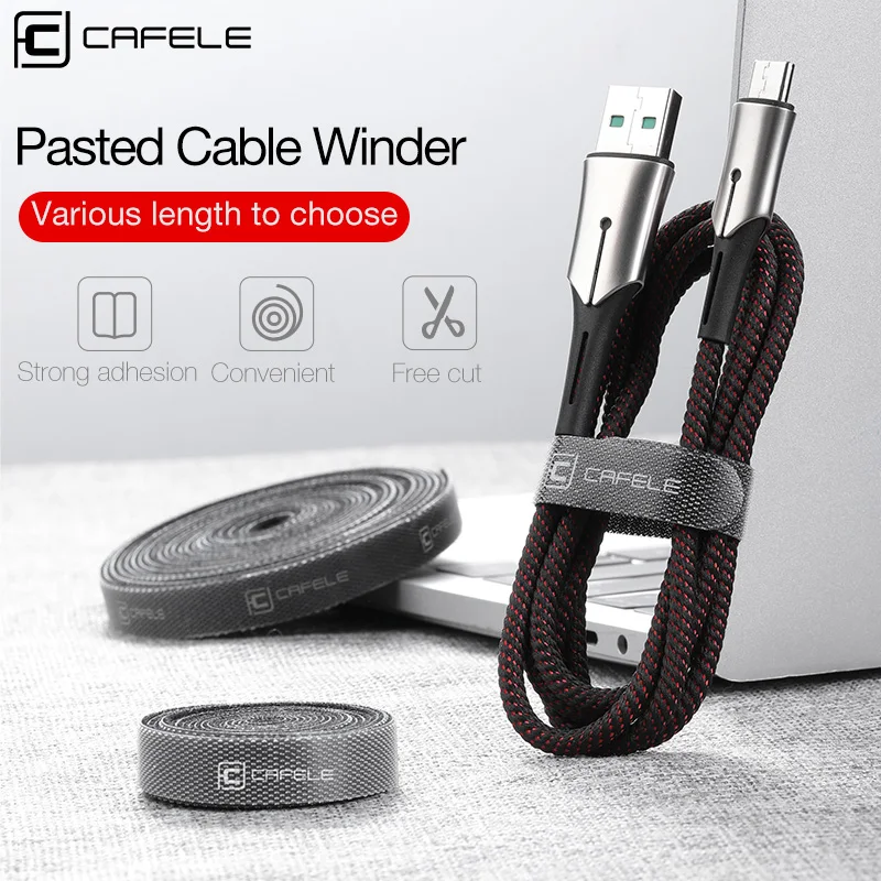 Cafele Cable Holder Organizer USB Winder for iPhone Micro Type C Pasted Free Length Clip Office Desktop Management | Мобильные