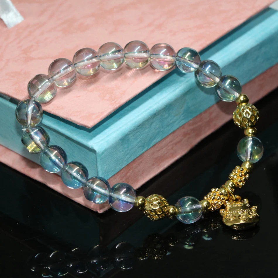 Золотой кулон оптовая продажа женский браслет 8 мм гальванизированный кристалл