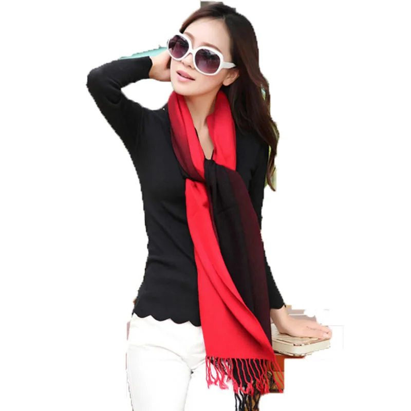 Женские шарфы RUNMEIFA двухцветные шали двух цветов на весну и осень опт|wrap shawl|fashion