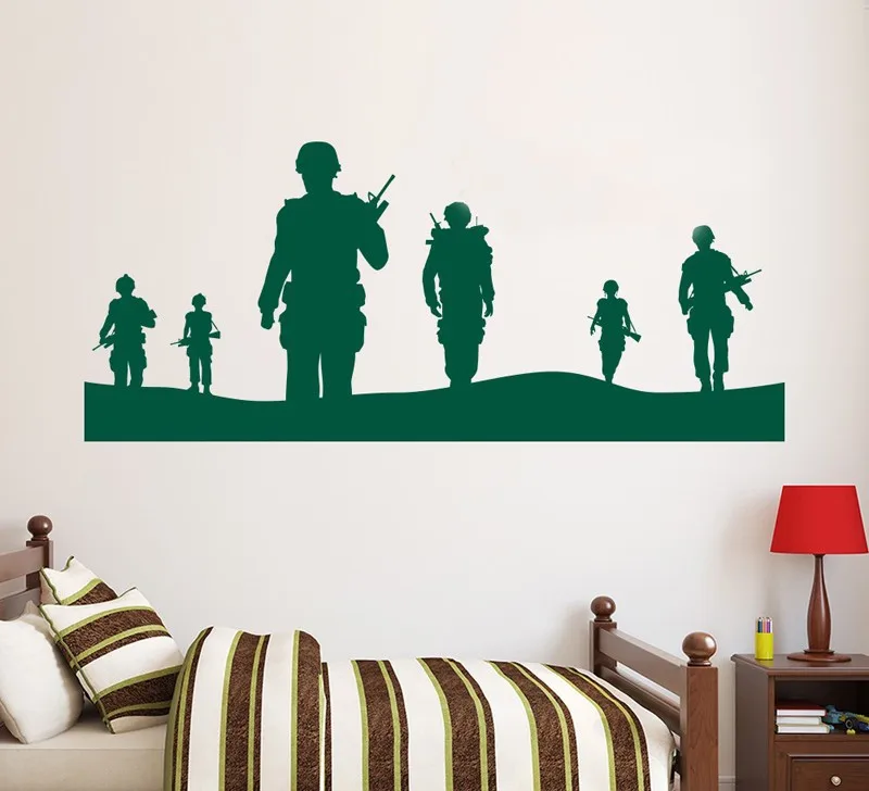 

Army Solider Wall Decal Home Decor Vinyl Poster Military Army Men Wall Mural Removable Teenboys Bedroom Decor Wallpaper Y-629