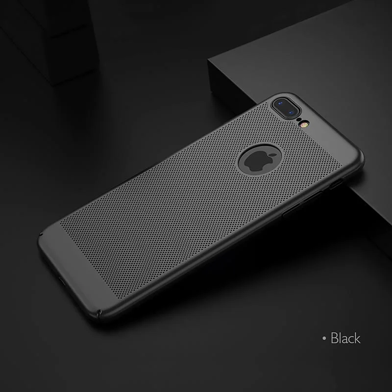 Black Чехол для iPhone XS, XR MAX, XR, 7, 8 Plus, 6, 6S Plus, 5, 5S, SE, Жесткий ПК, для телефона, противоударный, нескользящий, ультра тонкий, чехол, отвод тепла - Цвет: Black