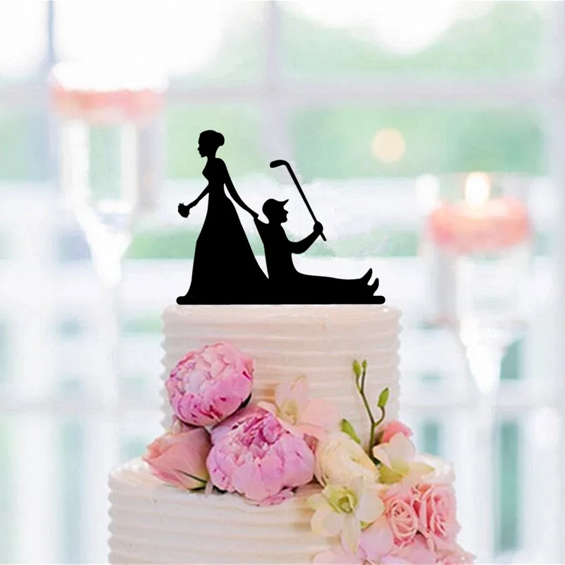 Забавный свадебный торт Топпер для гольфа пара тортов для помолвки/юбилея/дня рождения украшения торта аксессуары Забавный свадебный торт Топпер для гольфа пара тортов для помолвки/юбилея/дня рождения украшения торта аксессуары