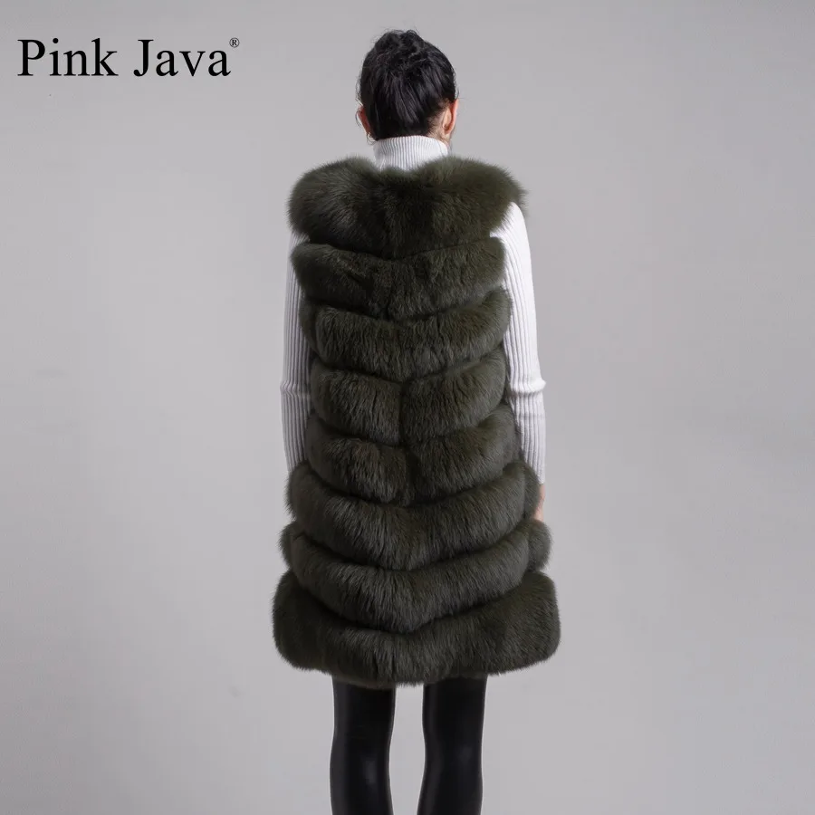 Женский Длинный жилет из натурального Лисьего меха розовая куртка java QC8048 |