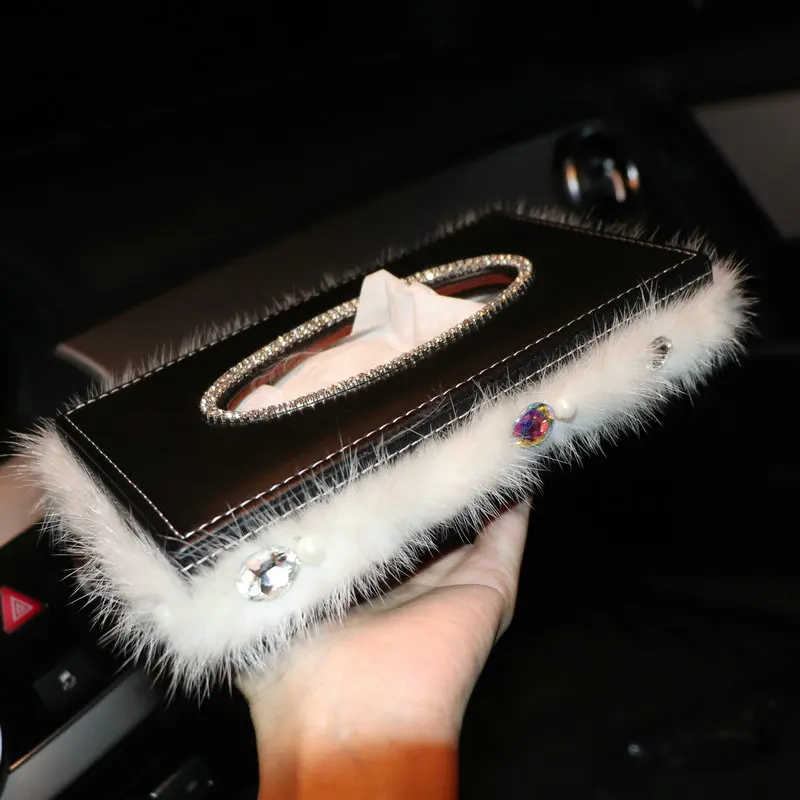 Коробка для салфеток Стразы с кристаллами в виде зимних перьев держатель