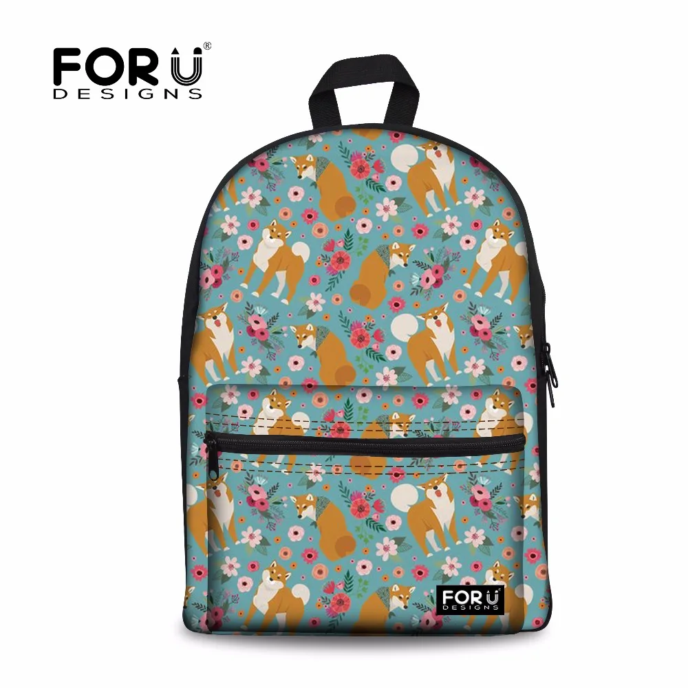 FORUDESIGNS/милый рюкзак с принтом Сиба ину женские рюкзаки Зоопарк для девочек Kawaii