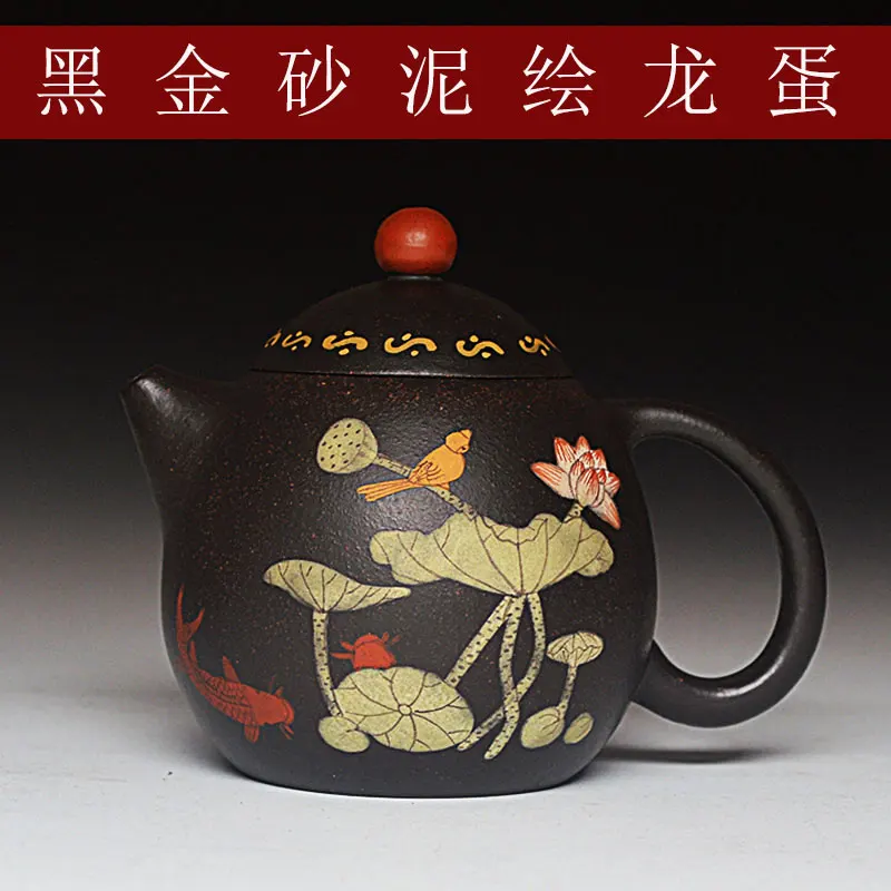 Фиолетовый чайник с яйцами дракона Zisha цветным рисунком из исинской глины