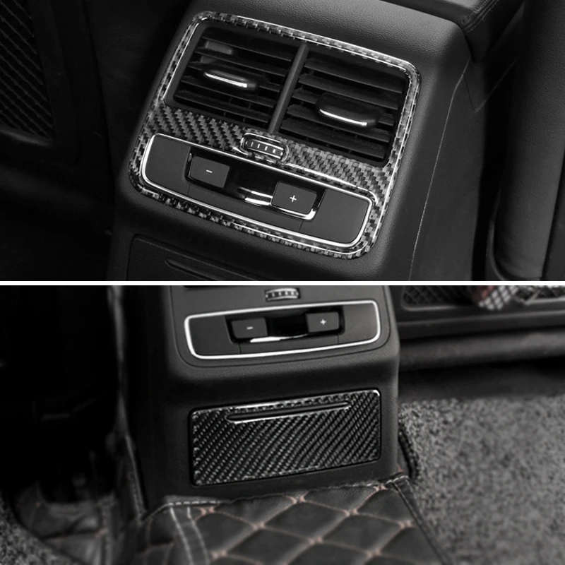 

Car Carbon Fiber Rear Air Condition Air Vent Outlet Panel Cover Sticker Trim For Audi A4 B9 A4L 2017 2018