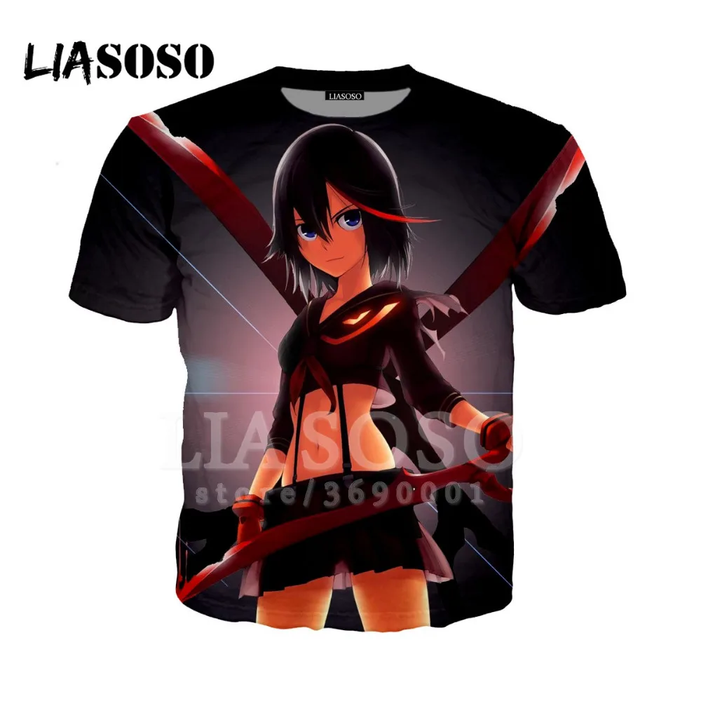LIASOSO/женская и мужская футболка с 3D принтом аниме Kill la Ryuko Matoi летняя круглым