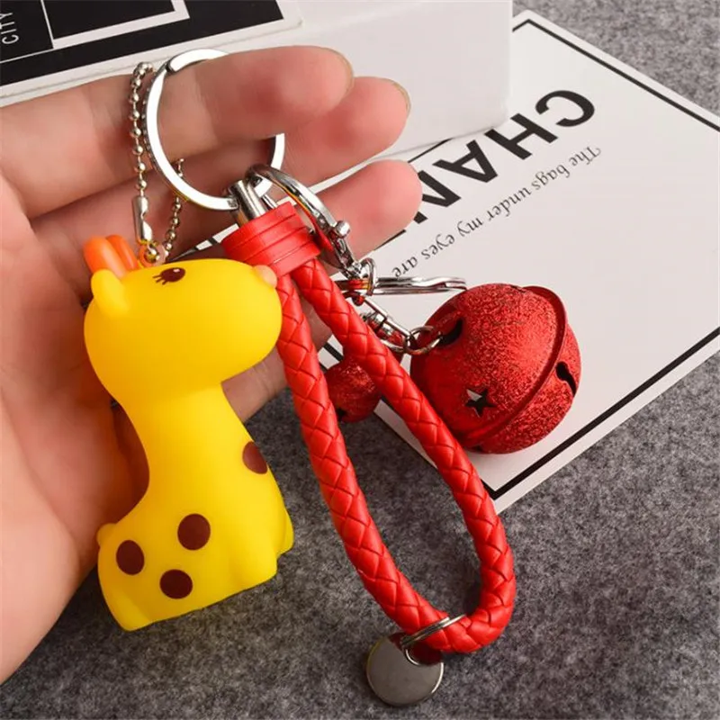 Creative cartoon cute giraffe keychain pendant plush toys ladies car bag Christmas birthday gift 7.5 cm high | Игрушки и хобби