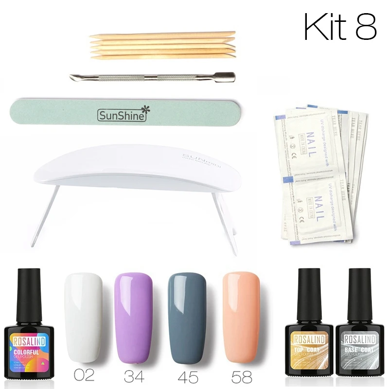 ROSALIND 4 шт. 10 мл УФ-гель + верхнее базовое пальто SUNmini гель для замачивания ногтей