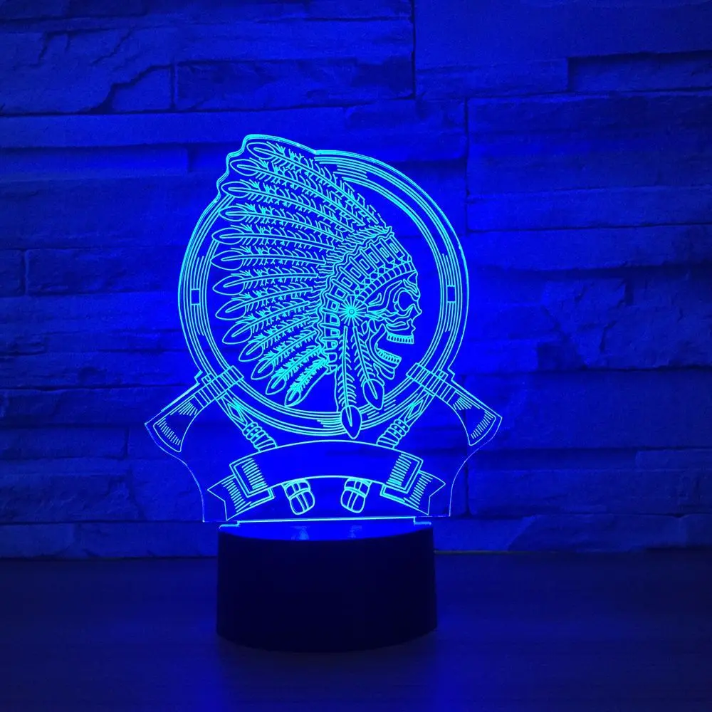 Светодиодный настольный светильник Chief многоцветный сенсорный 3D ночник с USB для