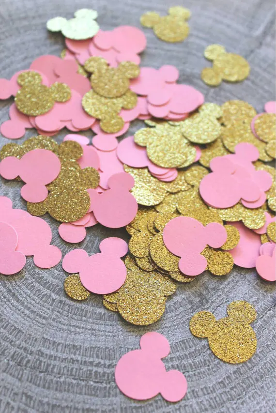 Блеск Минни Мышь на день рождения confettistable Декор Baby Shower записки Украшения Scatters