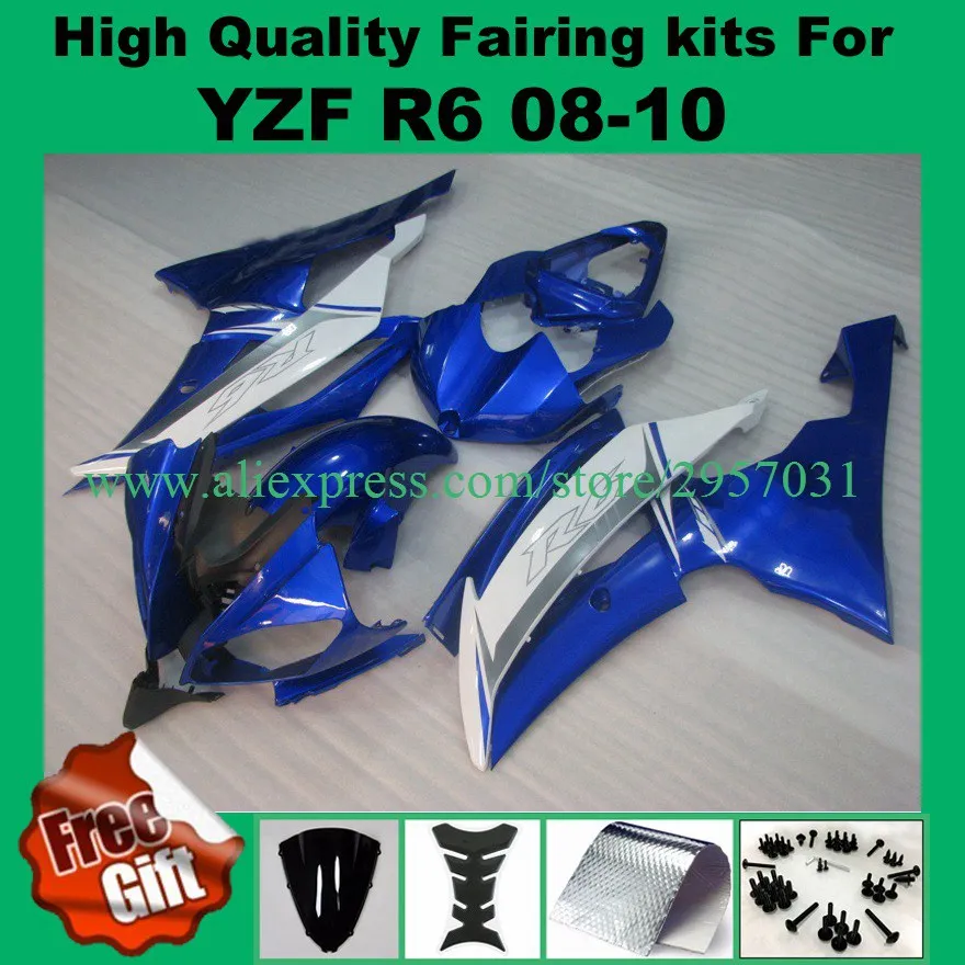 

Injection Fairings+9 gifts For Yamaha YZF R6 08 09 10 11 12 13 14 15 YZF-R6 2008-2015 Blue White ABS Motorcycle Fairing Kit