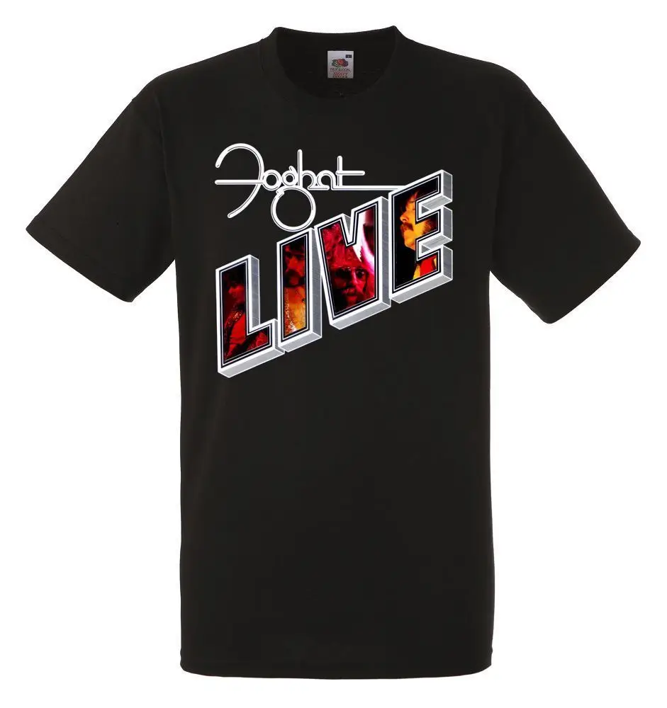 Foghat которую Live черный Новый футболка Fruit of the Loom все размеры Hipster летние футболки