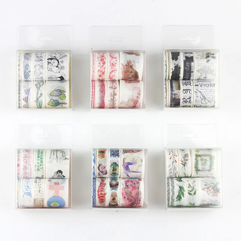 Buy 8 rolls * 5M Washi Paper Tape Combination Series Set PDA Album Diary DIY Decorative School Office Supplies Wholesale on