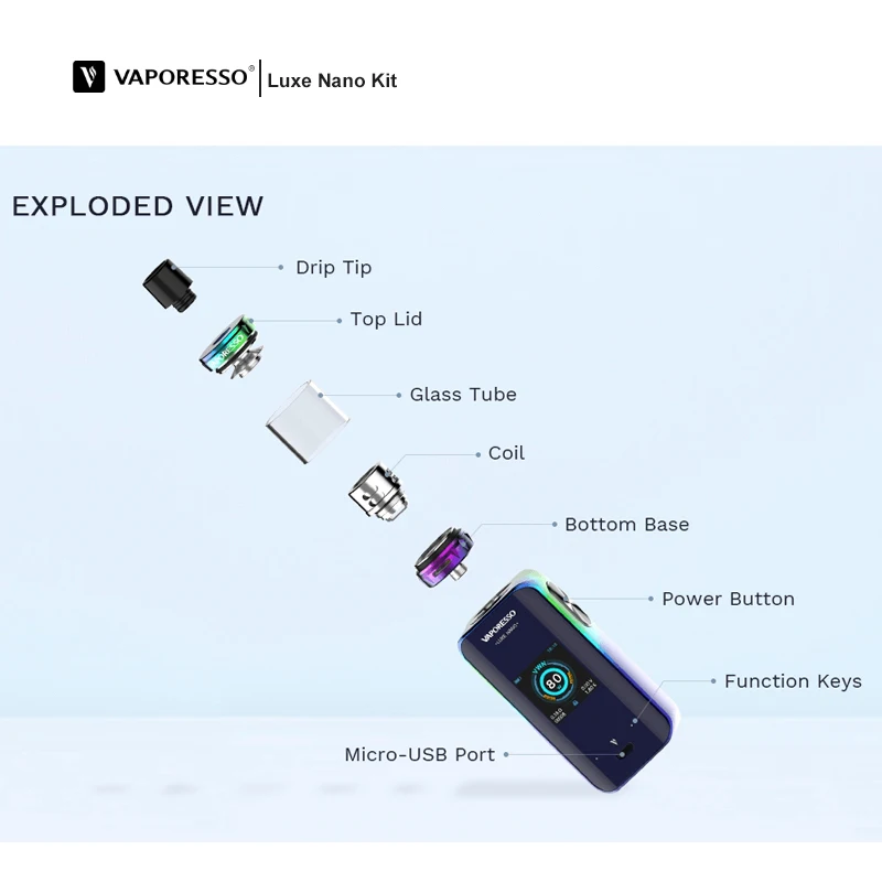 Vaporesso Роскошные Nano 80 Вт комплект 3 5 мл/2 мл SKRR S мини vape танк с 2500 мАч встроенный