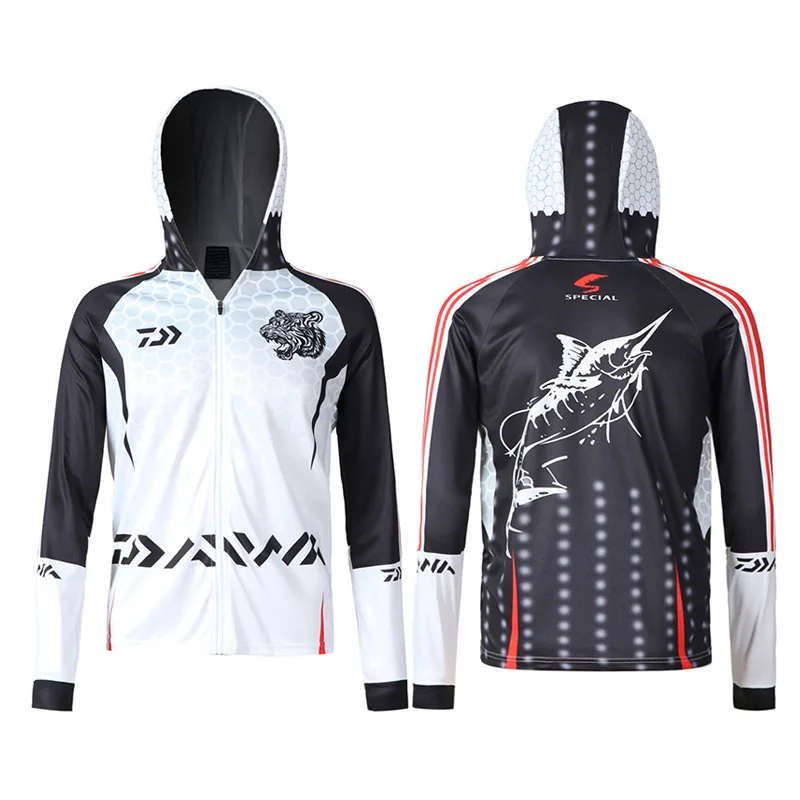 Белый Outdoor уличная мужская одежда DAIWA с длинными рукавами, одежда для рыбалки с защитой от УФ-излучения, одежда для рыбалки, дышащие быстросохнущие рубашки для рыбалки - Цвет: Белый