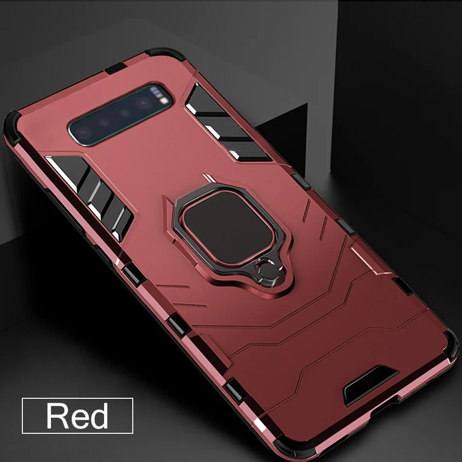 Red Роскошный Металлический автомобильный чехол-держатель для samsung Galaxy S9 S8 S10 Plus, чехол для телефона S10E S10 Lite, противоударный чехол - Цвет: Red