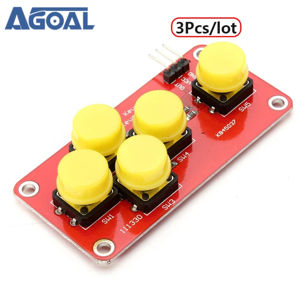 

3Pcs/lot AD Analog Keyboard Module Electronic Building Blocks 5 keys yellow For DIY Free Shipping