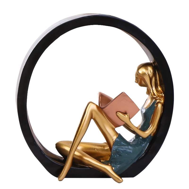

Creative Resin Reading Yoga Girl Figurines Ornaments Europe Lady Desktop Crafts Home Decoration Birthday Gifts R343