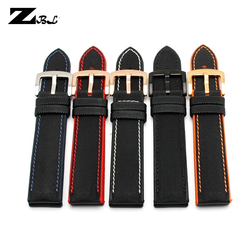 

Quality strap nylon watch bracelet 18 20 22 24mm rubber bottom waterproof watch strap fashion soft wristwatches band