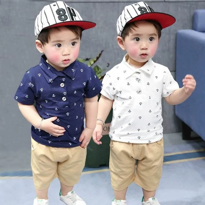 Baby Boys Clothes Summer Clothing Sets 2pcs For Set Roupas Bebe Gentleman Style Polo Shirt +Pants | Детская одежда и обувь